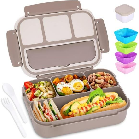 Bento Lunch Box Leakproof 4 Compartment Food Container with Utensils for Adults - Picture 1 of 8